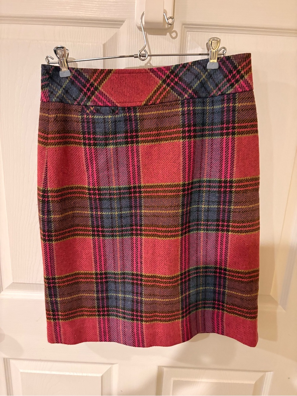 vintage L.L. Bean Pink Plaid Pencil Skirt